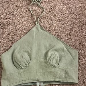 Nasty Gal Light Sage Halter Crop Top